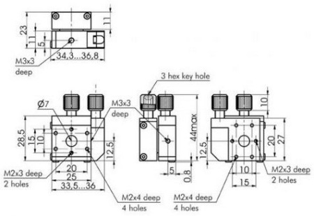 Микротранслятор линейный с боковой регулировкой Standa 7T228T-9S35M-5